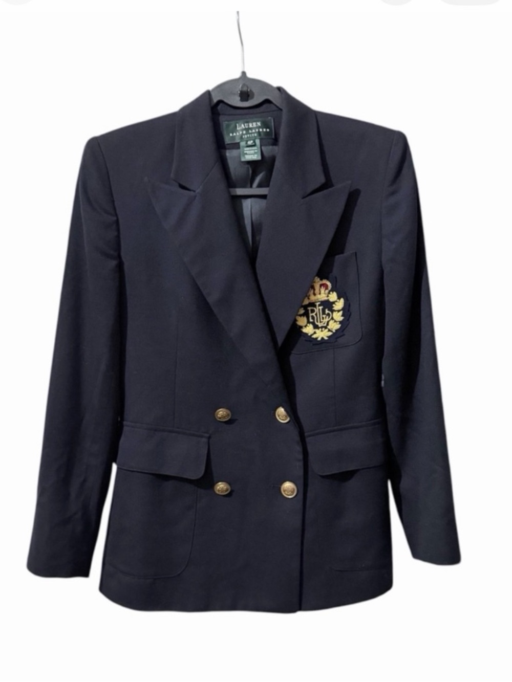 Vintage Ralph Lauren Navy
Double-Breasted Crest Blazer
4P